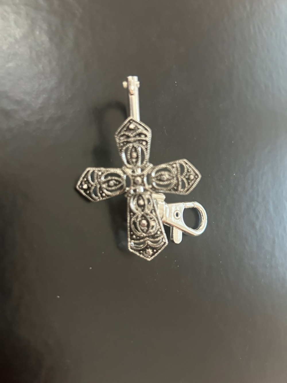 NEW Key Keeper Hook for Purse or Pocket Cross Clip-On Charm - Silver Tone